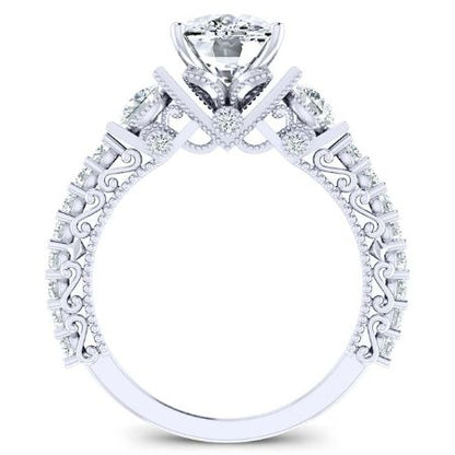 Belle Diamond Matching Band Only (engagement Ring Not Included) For Ring With Cushion Center whitegold