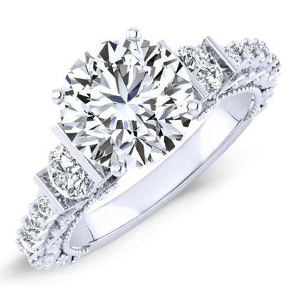 Belle Diamond Matching Band Only (engagement Ring Not Included) For Ring With Round Center whitegold