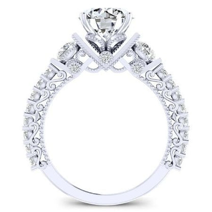 Belle Diamond Matching Band Only (engagement Ring Not Included) For Ring With Round Center whitegold