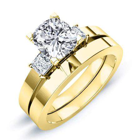 Bellflower Cushion Diamond Bridal Set (Lab Grown Igi Cert) yellowgold
