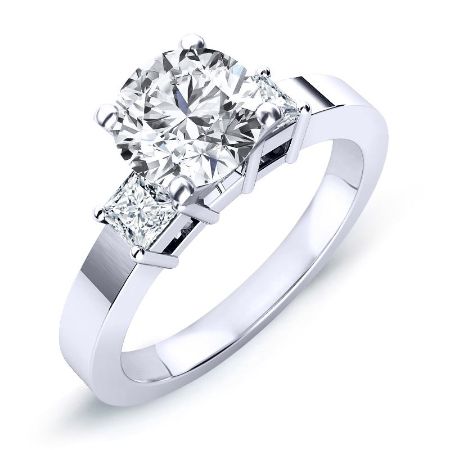 Bellflower Diamond Matching Band Only (engagement Ring Not Included) For Ring With Round Center whitegold