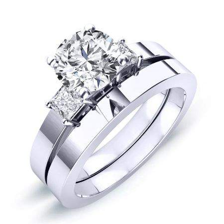 Bellflower Round Moissanite Bridal Set whitegold