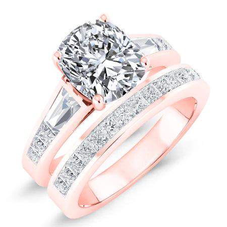 Bergamot Diamond Matching Band Only (engagement Ring Not Included) For Ring With Cushion Center rosegold