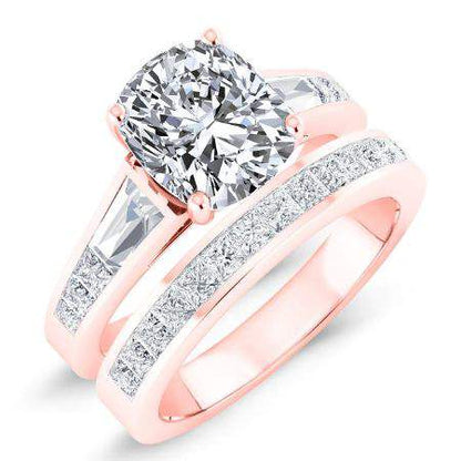 Bergamot Diamond Matching Band Only (engagement Ring Not Included) For Ring With Cushion Center rosegold