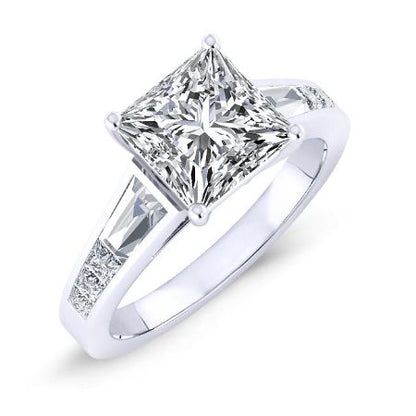 Bergamot Diamond Matching Band Only (engagement Ring Not Included) For Ring With Princess Center whitegold