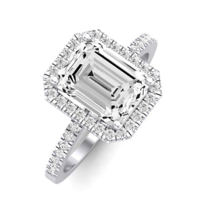 Bergenia Diamond Matching Band Only (does Not Include Engagement Ring ) For Ring With Emerald Center whitegold