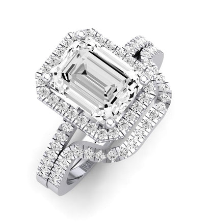 Bergenia Diamond Matching Band Only (does Not Include Engagement Ring ) For Ring With Emerald Center whitegold