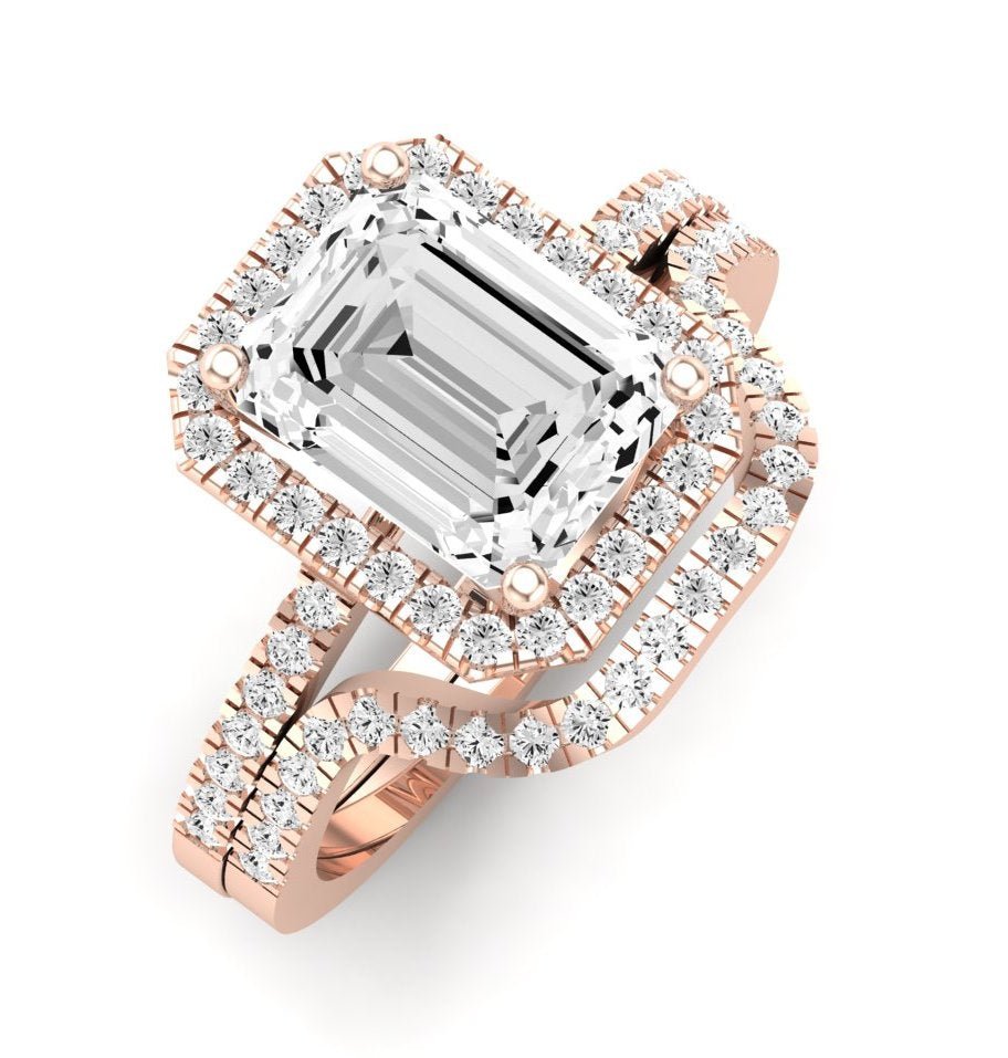 Bergenia Emerald Moissanite Bridal Set rosegold