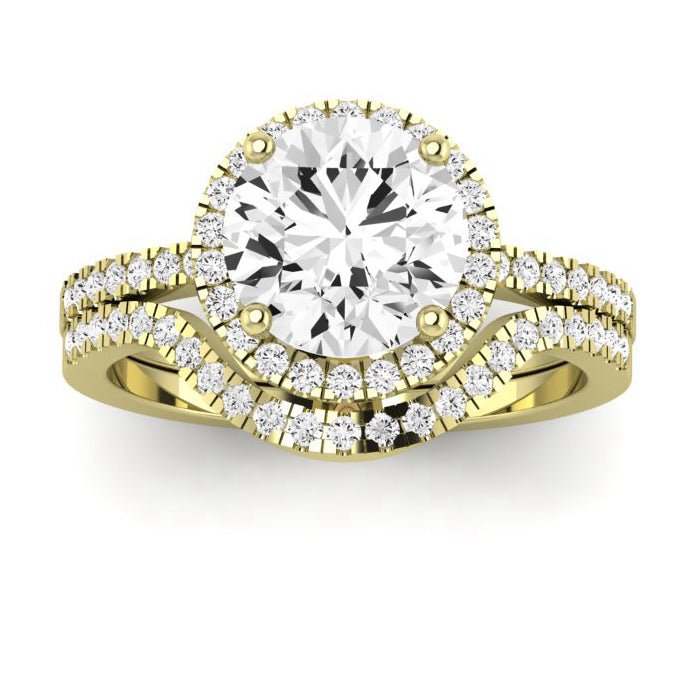 Bergenia - GIA Natural Round Diamond Bridal Set - BeverlyDiamonds