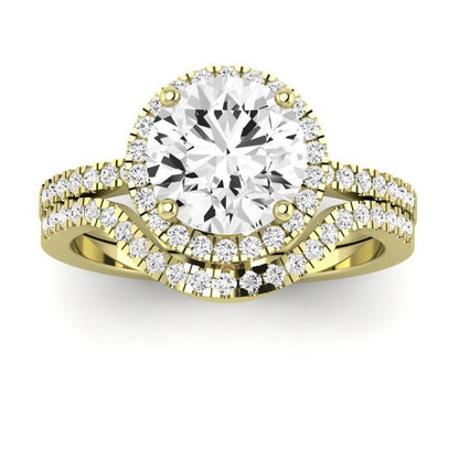 Bergenia - GIA Natural Round Diamond Bridal Set - BeverlyDiamonds