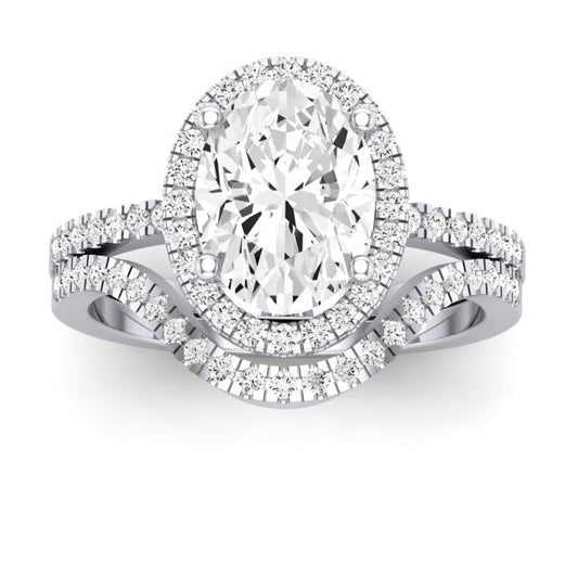 Bergenia Oval Moissanite Bridal Set whitegold