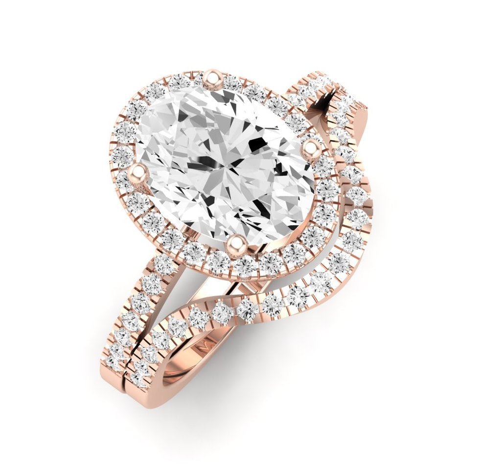 Bergenia Oval Moissanite Bridal Set rosegold