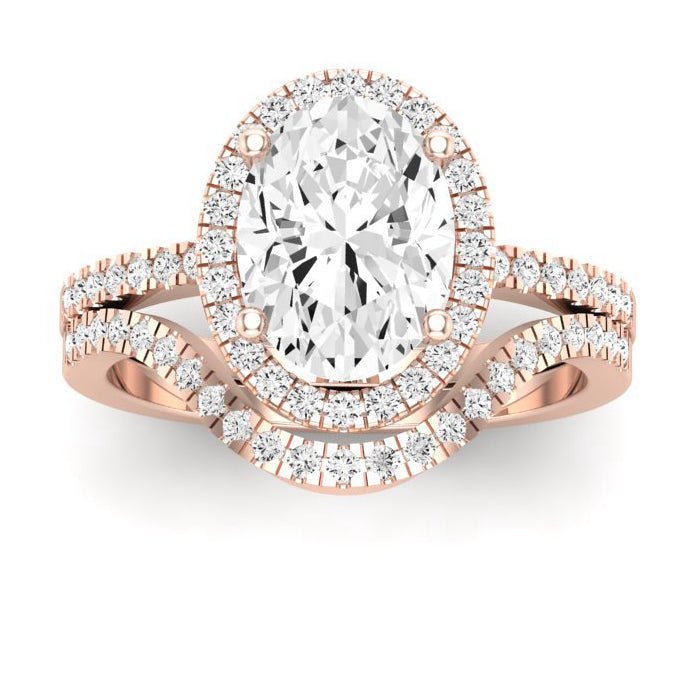 Bergenia Oval Moissanite Bridal Set rosegold