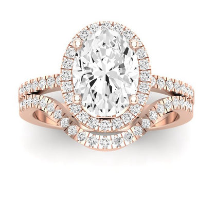 Bergenia Oval Moissanite Bridal Set rosegold