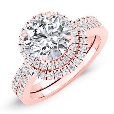 Bergenia Round Moissanite Bridal Set rosegold