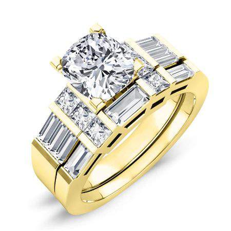 Bluebell Cushion Moissanite Bridal Set yellowgold