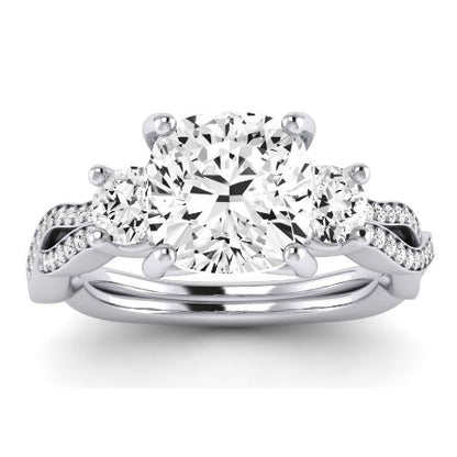 Bottlebrush Diamond Matching Band for Cushion Center (Band Only. Engagement Ring Not Included) - BeverlyDiamonds