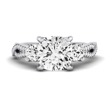 Bottlebrush Diamond Matching Band for Cushion Center (Band Only. Engagement Ring Not Included) - BeverlyDiamonds