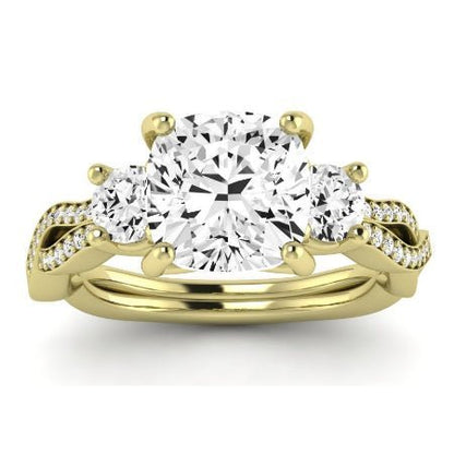 Bottlebrush Diamond Matching Band for Cushion Center (Band Only. Engagement Ring Not Included) - BeverlyDiamonds
