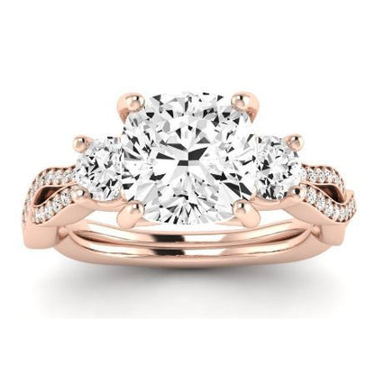 Bottlebrush Diamond Matching Band for Cushion Center (Band Only. Engagement Ring Not Included) - BeverlyDiamonds