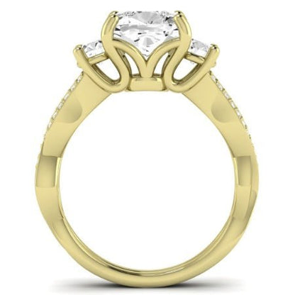 Bottlebrush Diamond Matching Band for Cushion Center (Band Only. Engagement Ring Not Included) - BeverlyDiamonds