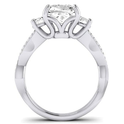 Bottlebrush Diamond Matching Band for Cushion Center (Band Only. Engagement Ring Not Included) - BeverlyDiamonds