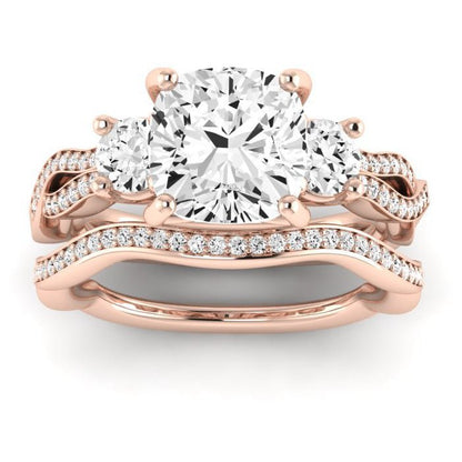 Bottlebrush Diamond Matching Band for Cushion Center (Band Only. Engagement Ring Not Included) - BeverlyDiamonds