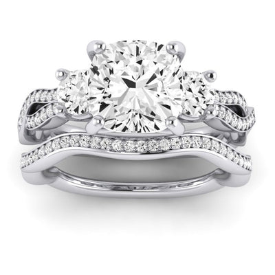 Bottlebrush Diamond Matching Band for Cushion Center (Band Only. Engagement Ring Not Included) - BeverlyDiamonds