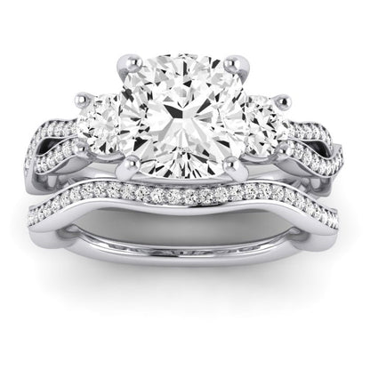 Bottlebrush Diamond Matching Band for Cushion Center (Band Only. Engagement Ring Not Included) - BeverlyDiamonds
