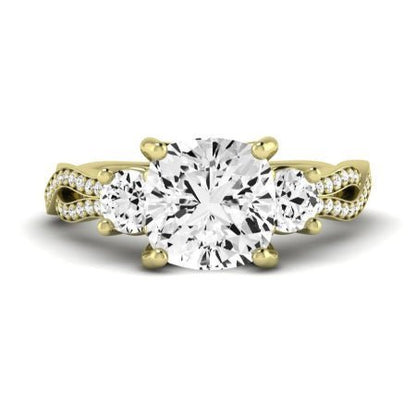 Bottlebrush Diamond Matching Band for Cushion Center (Band Only. Engagement Ring Not Included) - BeverlyDiamonds