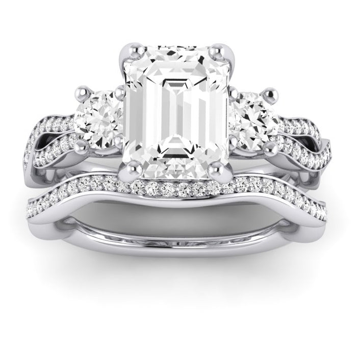 Bottlebrush Diamond Matching Band for Emerald Center (Band Only. Engagement Ring Not Included) - BeverlyDiamonds