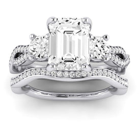 Bottlebrush Diamond Matching Band for Emerald Center (Band Only. Engagement Ring Not Included) - BeverlyDiamonds