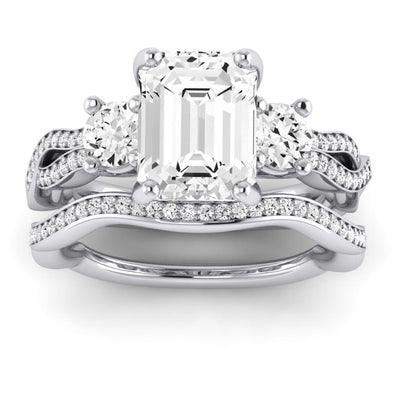 Bottlebrush Diamond Matching Band for Emerald Center (Band Only. Engagement Ring Not Included) - BeverlyDiamonds