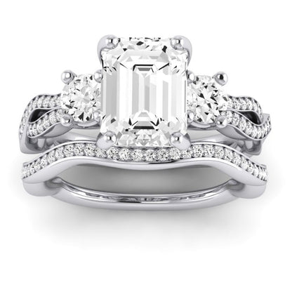 Bottlebrush Diamond Matching Band for Emerald Center (Band Only. Engagement Ring Not Included) - BeverlyDiamonds