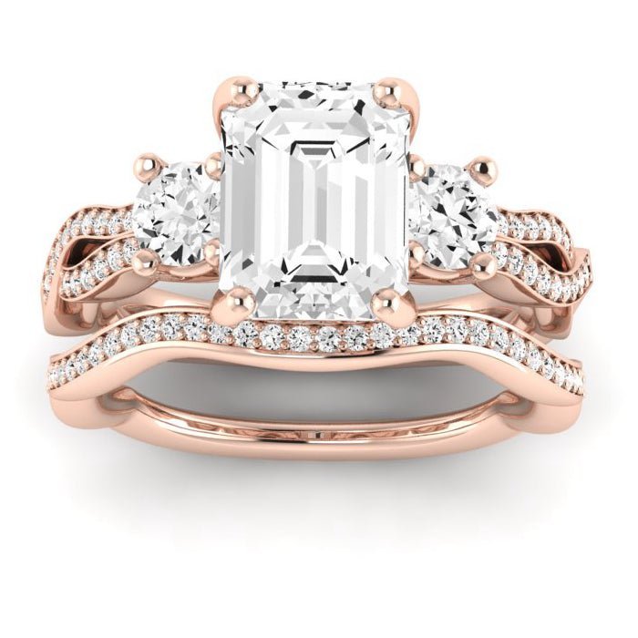 Bottlebrush Diamond Matching Band for Emerald Center (Band Only. Engagement Ring Not Included) - BeverlyDiamonds