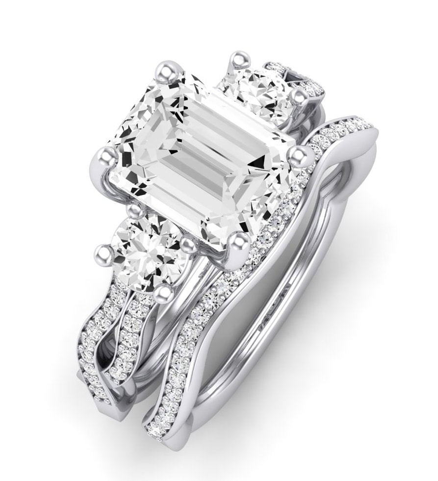 Bottlebrush Diamond Matching Band for Emerald Center (Band Only. Engagement Ring Not Included) - BeverlyDiamonds
