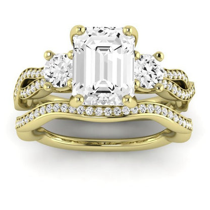 Bottlebrush Diamond Matching Band for Emerald Center (Band Only. Engagement Ring Not Included) - BeverlyDiamonds