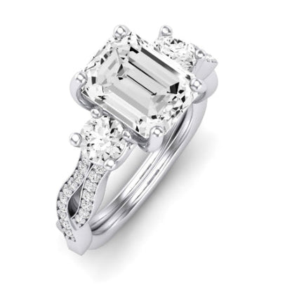 Bottlebrush Diamond Matching Band for Emerald Center (Band Only. Engagement Ring Not Included) - BeverlyDiamonds