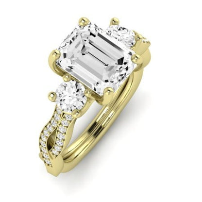 Bottlebrush Diamond Matching Band for Emerald Center (Band Only. Engagement Ring Not Included) - BeverlyDiamonds