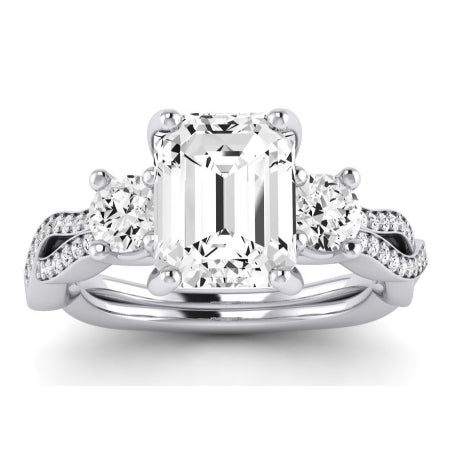 Bottlebrush Diamond Matching Band for Emerald Center (Band Only. Engagement Ring Not Included) - BeverlyDiamonds