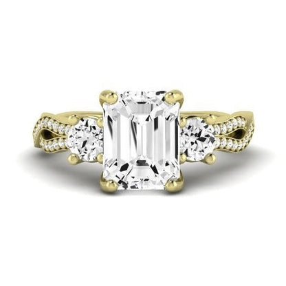 Bottlebrush Diamond Matching Band for Emerald Center (Band Only. Engagement Ring Not Included) - BeverlyDiamonds