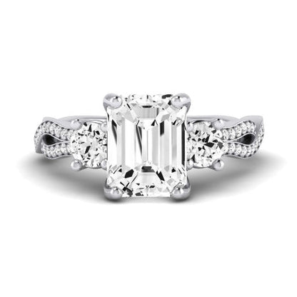 Bottlebrush Diamond Matching Band for Emerald Center (Band Only. Engagement Ring Not Included) - BeverlyDiamonds