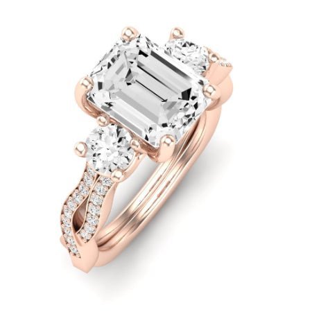 Bottlebrush Diamond Matching Band for Emerald Center (Band Only. Engagement Ring Not Included) - BeverlyDiamonds