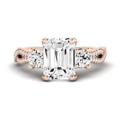 Bottlebrush Diamond Matching Band for Emerald Center (Band Only. Engagement Ring Not Included) - BeverlyDiamonds