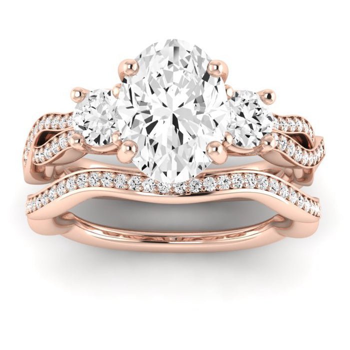 Bottlebrush Diamond Matching Band for Oval Center (Band Only. Engagement Ring Not Included) - BeverlyDiamonds