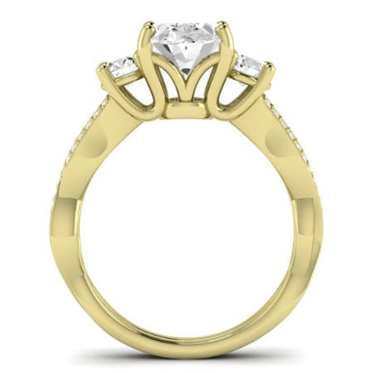 Bottlebrush Diamond Matching Band for Oval Center (Band Only. Engagement Ring Not Included) - BeverlyDiamonds