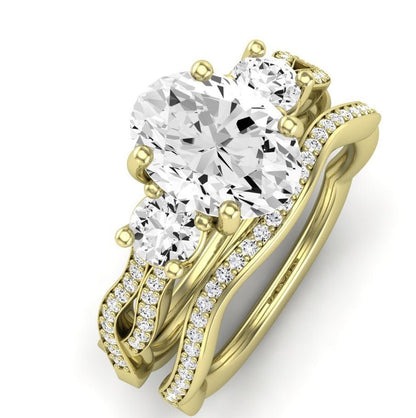Bottlebrush Diamond Matching Band for Oval Center (Band Only. Engagement Ring Not Included) - BeverlyDiamonds
