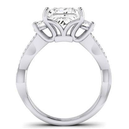 Bottlebrush Diamond Matching Band for Princess Center (Band Only. Engagement Ring Not Included) - BeverlyDiamonds