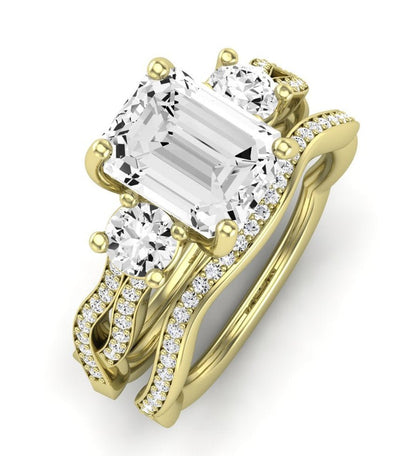 Bottlebrush Emerald Diamond Bridal Set (Lab Grown Igi Cert) yellowgold