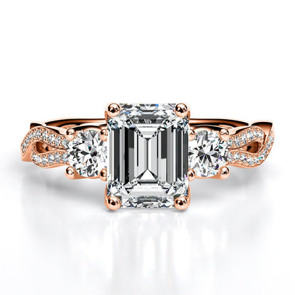 Bottlebrush - Emerald Diamond Engagement Ring - BeverlyDiamonds